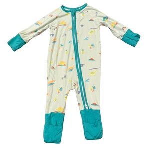 Coco Moon Hawaii Baby Zip Sleeper Dinosaur Rainbow Print, 3–6 M, Soft Bamboo